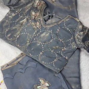 2696-1.png Slate Grey Butterfly Artistry Saree Set