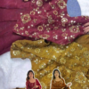Grand Floral Mirror-Work Peplum Sharara Set