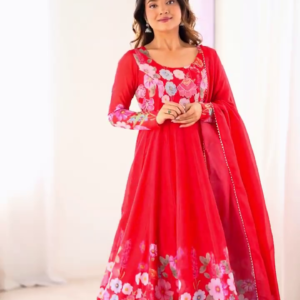 2704-2.png Vibrant Crimson Floral Anarkali Set
