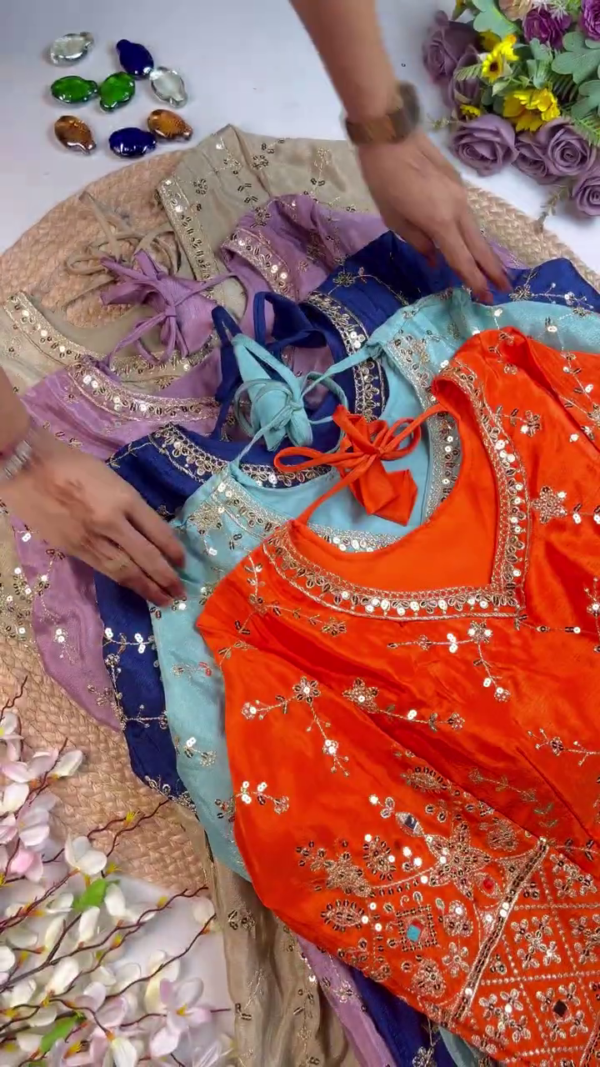 Grand Champagne Mirror-Work Anarkali Set