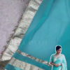 2709-1.png Azure Sky Saree with Bold Silver Heritage Accents