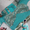 2709-3.png Azure Sky Saree with Bold Silver Heritage Accents