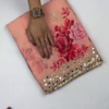 2711-1.png Peach Blossom Saree with Scalloped Mirror-Work Border