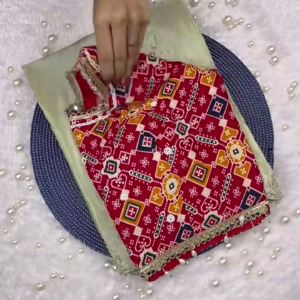 2712-2.png Crimson Geometric Patola Fusion Saree Set