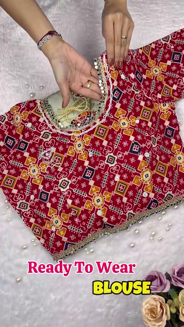 Crimson Geometric Patola Fusion Saree Set
