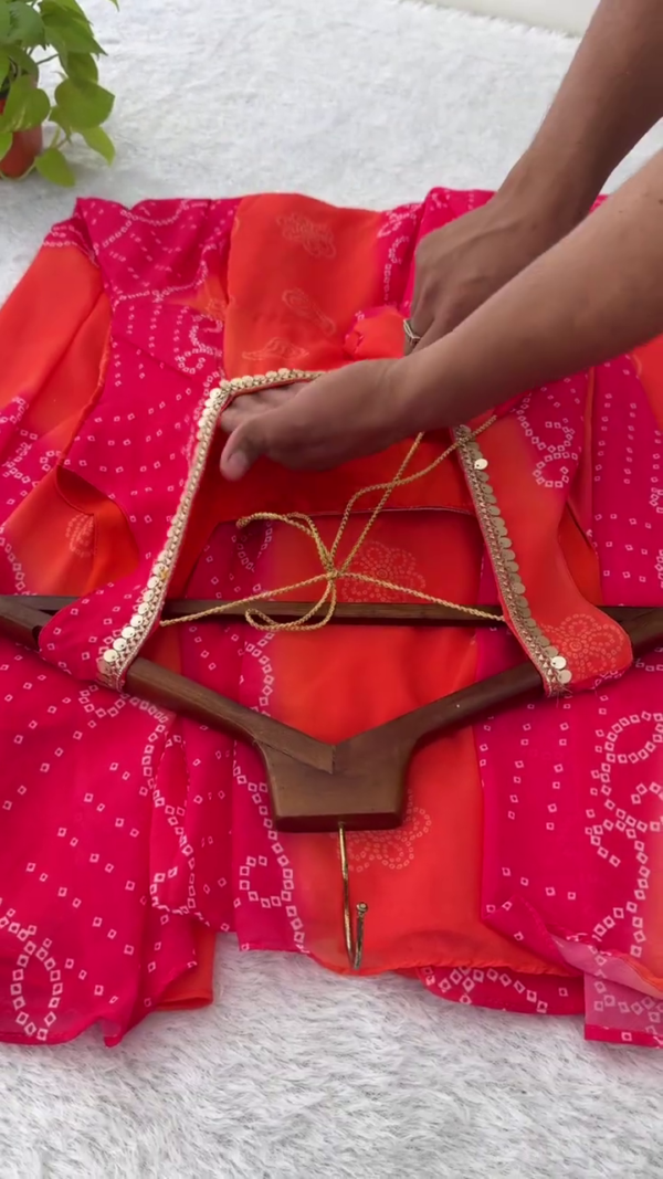 Sunset Bandhani Fusion Anarkali Set