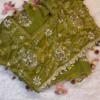 Olive Enchantment Zari-Work Saree Set