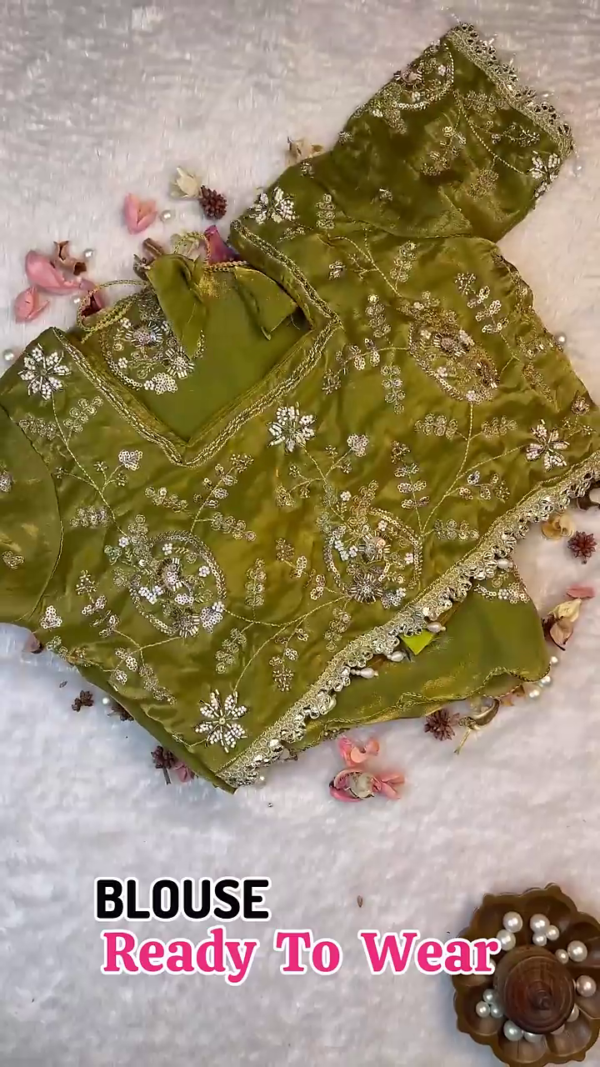 Olive Enchantment Zari-Work Saree Set