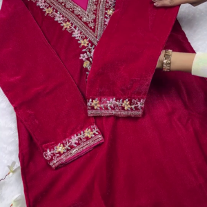 2717-6.png Royal Magenta Velvet Embellished Suit Set