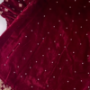 Majestic Ruby Velvet Anarkali with Golden Floral Zari and Sequin Embroidery