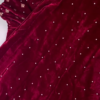 Majestic Ruby Velvet Anarkali with Golden Floral Zari and Sequin Embroidery