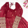 2723-2.png Crimson Red Silk-Blend Anarkali with Concentric Geometric Zari Border