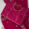Georgette Saree Set with Hand-Embroidered Mirror-Work Floral Border