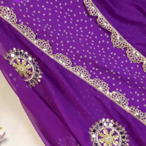 2726-6.png Vibrant Bandhani Georgette Suit with Circular Mirror-Work Medallions