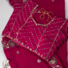 Crimson Silk-Blend Blouse with Floral Zari Jaal and Pearl Droplets