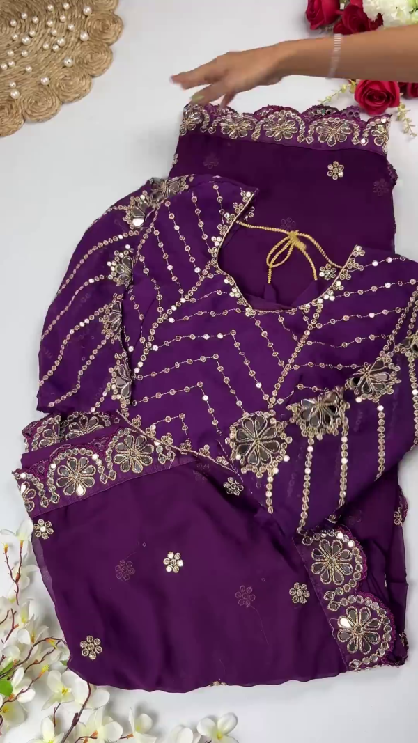 Crimson Silk-Blend Blouse with Floral Zari Jaal and Pearl Droplets
