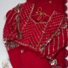 Crimson Silk-Blend Blouse with Floral Zari Jaal and Pearl Droplets