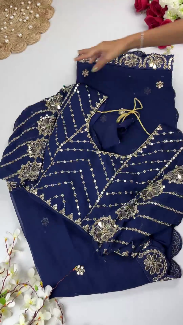 Crimson Silk-Blend Blouse with Floral Zari Jaal and Pearl Droplets