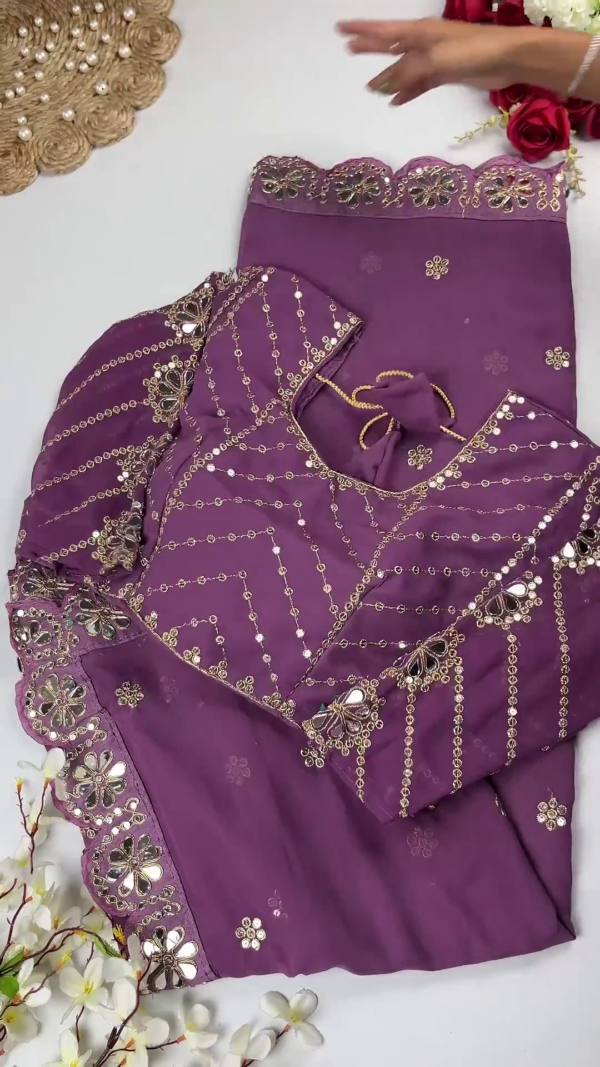 Crimson Silk-Blend Blouse with Floral Zari Jaal and Pearl Droplets