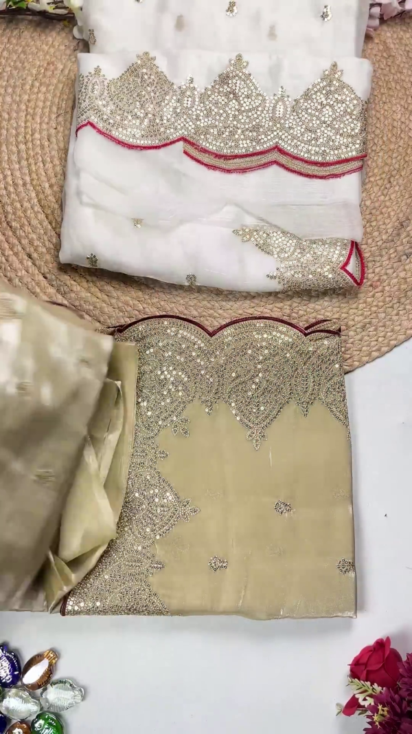 2729-1.png Ivory Shimmer Organza Saree with Scalloped Sequin Borders