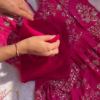 Hot Pink Silk-Blend Anarkali with Golden Floral Jaal and Sequin Highlights