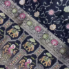 Midnight Black Patola-Print Silk Saree with Lime Green Scalloped Border