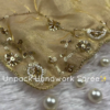 Champagne Gold Handwork Saree with Wine Velvet Border and Floral Zari