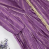 Jewel-Toned Gown with Lurex Stripes and Mirror-Work V-Neck