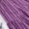 Jewel-Toned Gown with Lurex Stripes and Mirror-Work V-Neck