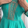 2734-4.png Emerald Teal Silk Anarkali Set with Intricate Zari and Threadwork Bodice