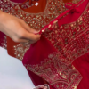Majestic Ruby Red Anarkali with Concentric Geometric Zari Border