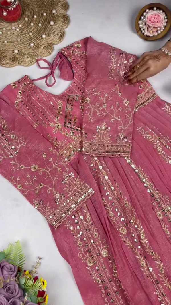 Jewel-Toned Georgette Anarkali Set with Ornate Zari and Sequin Bodice
