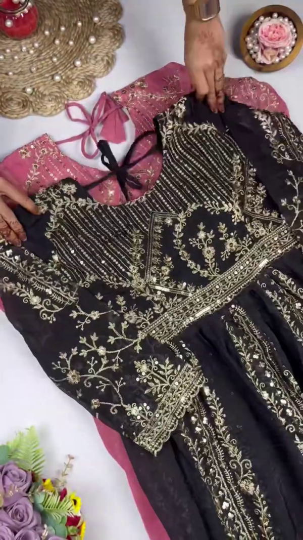Jewel-Toned Georgette Anarkali Set with Ornate Zari and Sequin Bodice