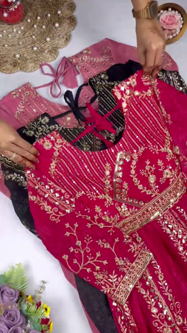 Jewel-Toned Georgette Anarkali Set with Ornate Zari and Sequin Bodice