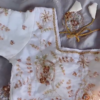 Ivory Organza Blouse with Hand-Embroidered Floral Vines and Pearl Droplets