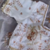 Ivory Organza Blouse with Hand-Embroidered Floral Vines and Pearl Droplets