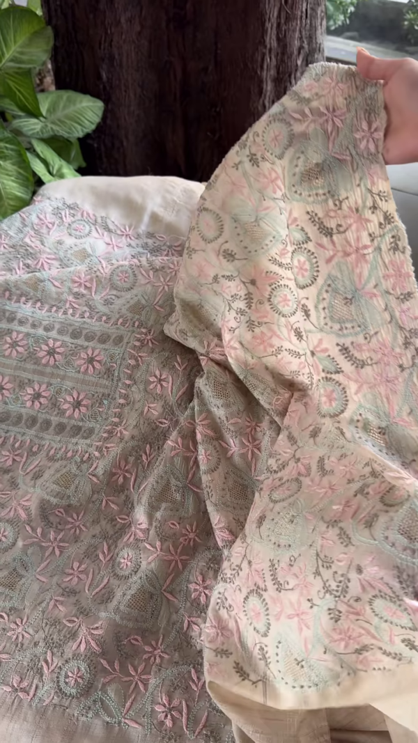 Blush Petal Beige Hand-Embroidered Suit Set