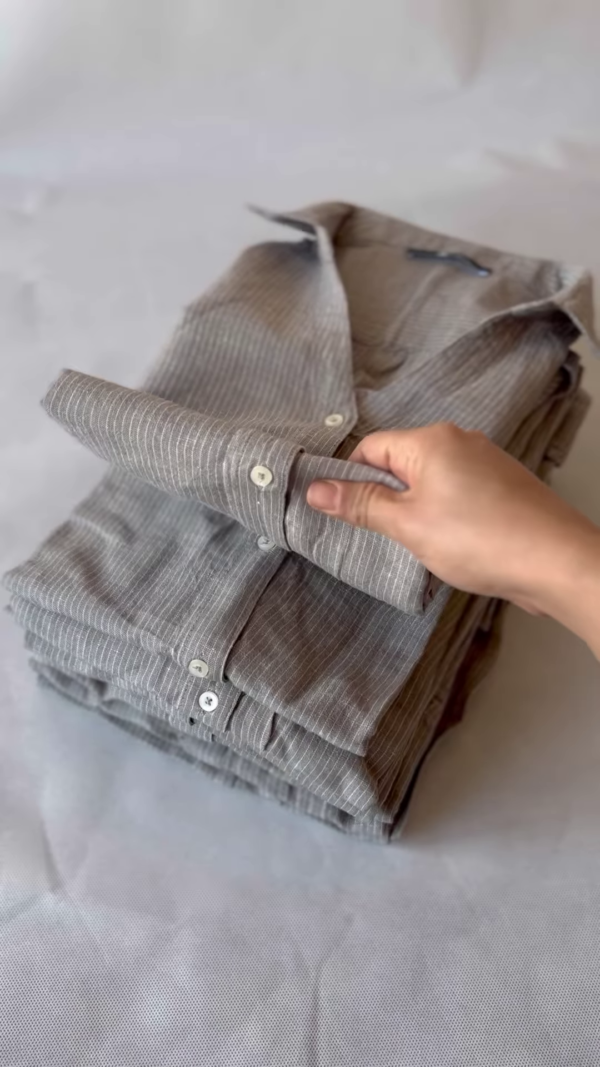 279-1.png Classic Grey Pinstripe Casual Shirt & Denim Combo