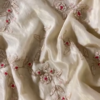 Ivory Organza with Pink Floral Hand Embroidery – Unstitched Fabric