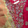 Crimson Red Bird Motif Embroidered Blouse & Dupatta Set