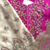 Crimson Red Bird Motif Embroidered Blouse & Dupatta Set
