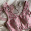 Blush Pink Embroidered Tie-Up Blouse