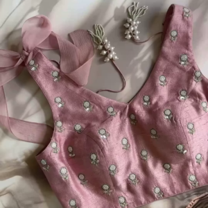 285-2.png Blush Pink Embroidered Tie-Up Blouse
