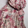 Vintage Rose Floral Chiffon Dress with Belt