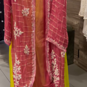 290-1.png Deep Wine Velvet Net Kurta Set with Floral Sequin Embroidery