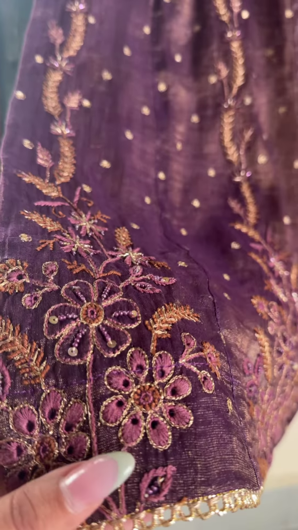 293-4.png Royal Purple Chanderi Silk Kurta Set with Intricate Thread Embroidery & Handcrafted Detailing