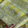 Zarqa Lime Olive Hand-Embroidered Silk Suit with Paisley Motifs