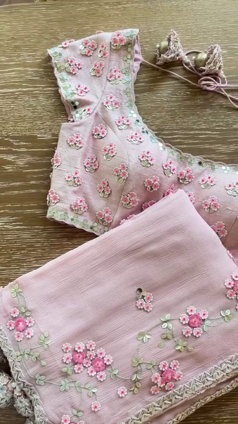 298-2.png Gulnaaz Blush Pink 3D Floral Blouse & Dupatta Set