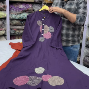 3-1.png Purple Abstract Embroidered Kurti – Trendy A-line Casual Wear