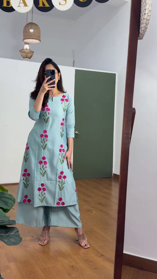 Olive Bloom Embroidered Co-Ord Set – Ethnic Charm with a Modern Twist